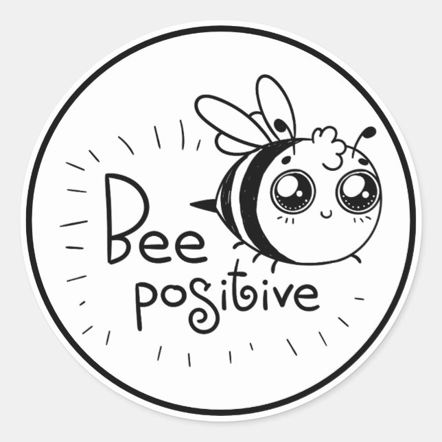 Adesivo Citação da ilustração de Chibi Bee Cute (Frente)
