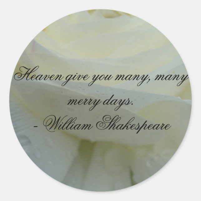 Adesivo Citação da Rosa Branca de Shakespeare (Frente)
