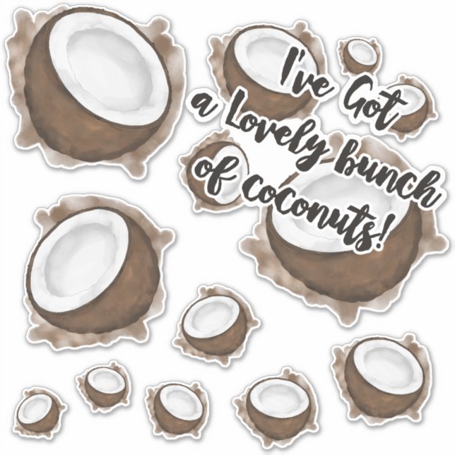 Adesivo Citação de Fruta de Coco Branco Tropical Summer Br (Frente)