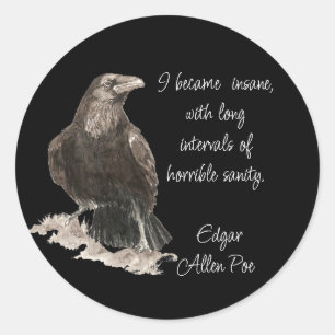 Adesivo Citação de Insanidade de Edgar Allan Poe Aquarela 