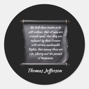 Adesivo citação de Thomas Jefferson busca da felicidade