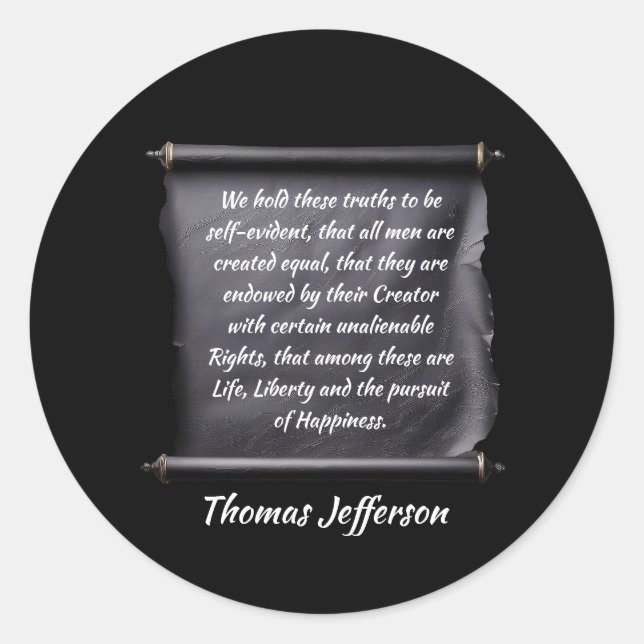 Adesivo citação de Thomas Jefferson busca da felicidade (Frente)