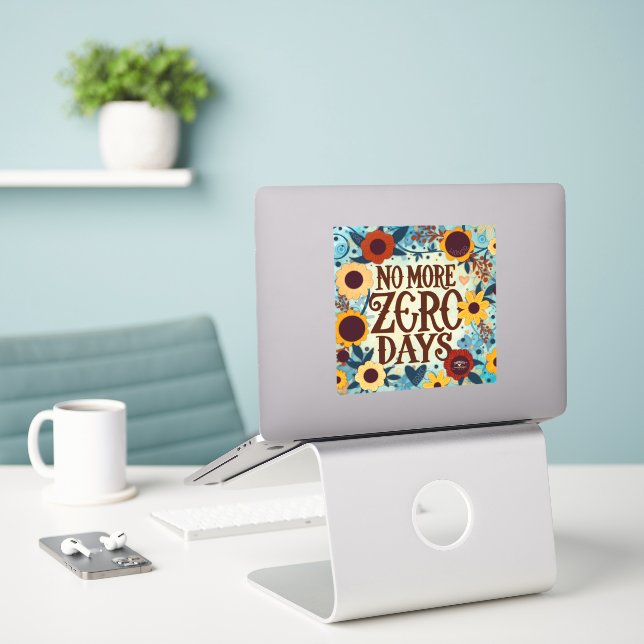 Adesivo Citação Floral Sem Mais Dias Zero (Laptop na mesa)