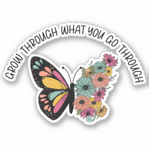 Adesivo Citação Inspiradora de Borboletas Flores