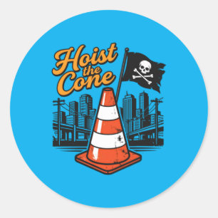 Adesivo Citação Retro Içar o Cone Engraçado Vintage Lavado