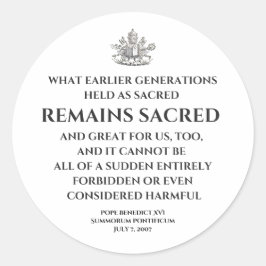 Adesivo Citação Summorum Pontificum do Papa Bento