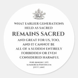 Adesivo Citação Summorum Pontificum do Papa Bento
