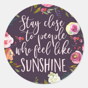 Adesivo Citação Sunshine, Boho Inspiracional Motivacional