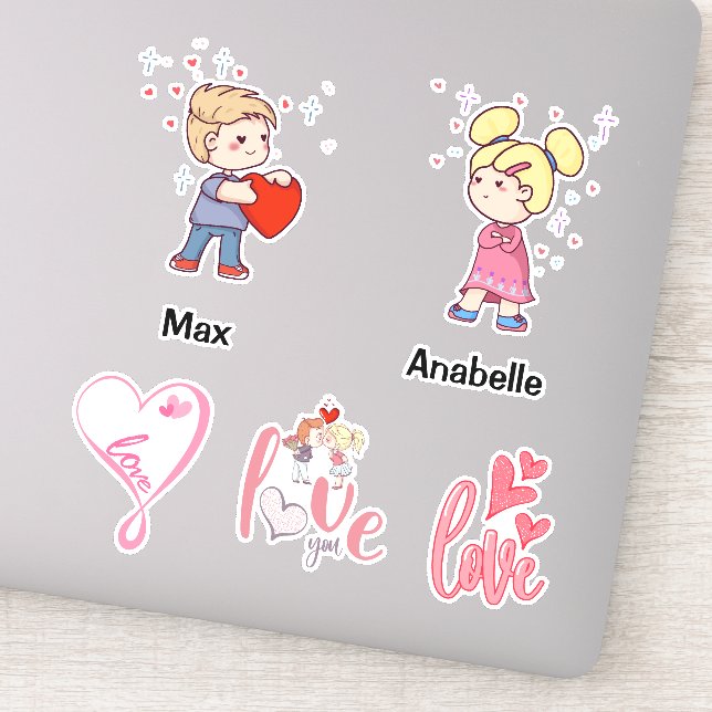 Adesivo Citações de amor personalizáveis do casal Chibi Cu (Detalhe)