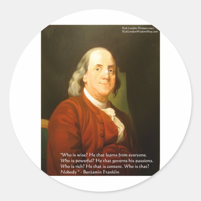 Adesivo Citações de Ben Franklin (O que é Sábio) Presentes (Frente)