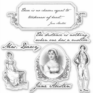 Adesivo Citações e gravuras de Jane Austen do vintage