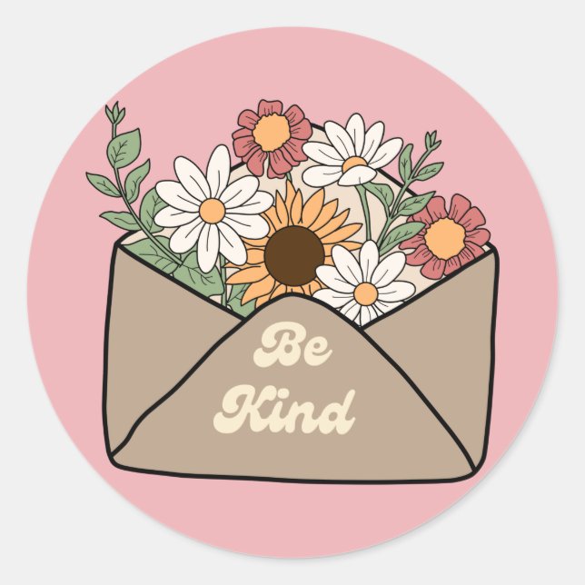 Adesivo citar ser gentil em envelope de mensagem de flor (Frente)