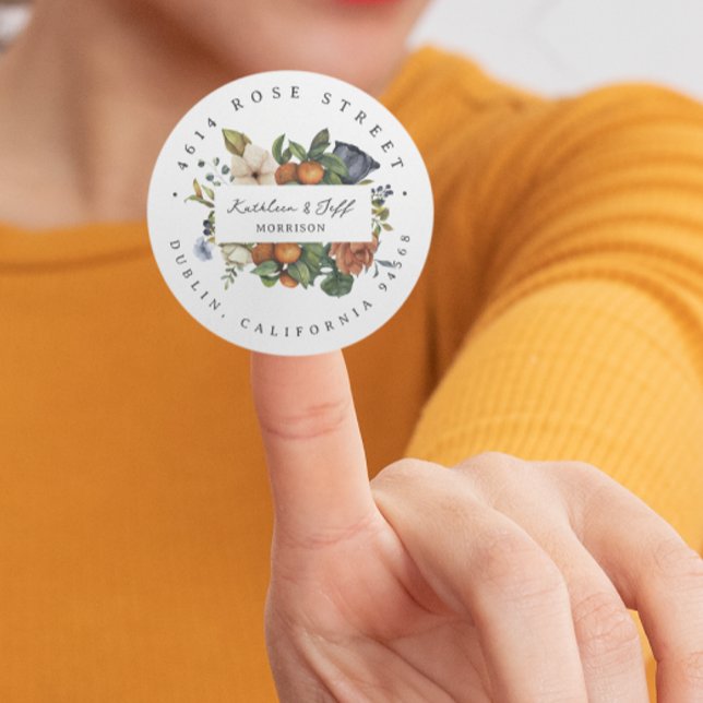 Adesivo Citrus Autumn | Boho Botanical Return Address (Criador carregado)