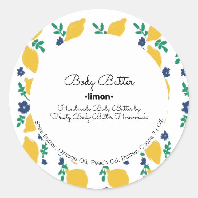 Adesivo Citrus Lemon Body Button Bath Soap Branding (Frente)