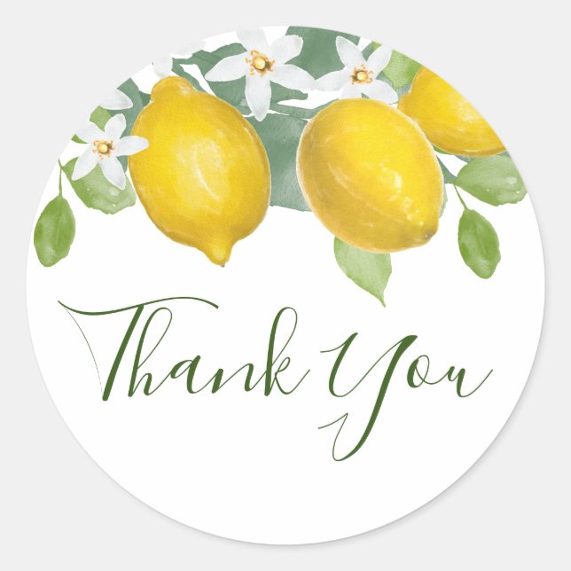Adesivo Citrus Lemon Themed Obrigado Favor Sticker (Frente)