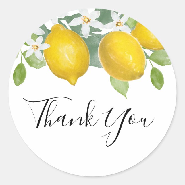 Adesivo Citrus Lemon Themed Obrigado Favor Sticker (Frente)