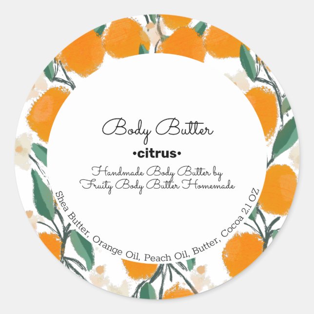 Adesivo Citrus Orange Body Button Branding (Frente)