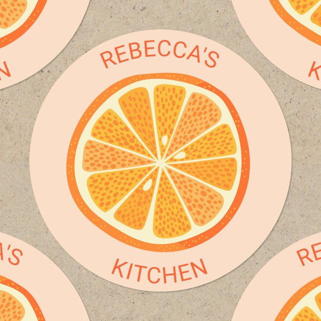 Adesivo Citrus Orange Personalizado (Orange slice personalized cook or catering stickers)