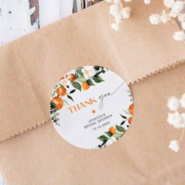 Adesivo Citrus theme oranges foliage bridal obrigado (Criador carregado)