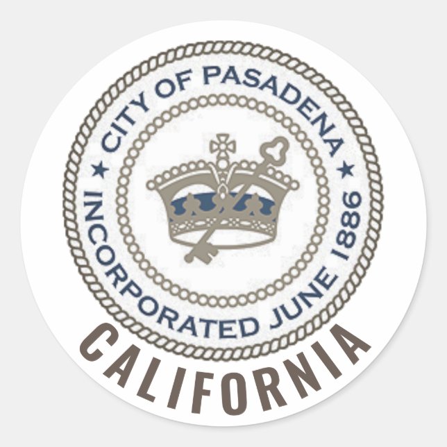 Adesivo City Seal de Pasadena, Califórnia (Frente)