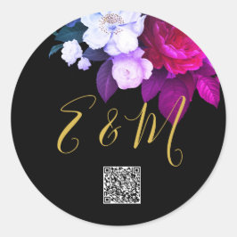 Adesivo Cl de Casamento de Rosa Roxo Elegante de Código QR
