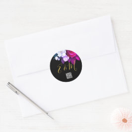 Adesivo Cl de Casamento de Rosa Roxo Elegante de Código QR