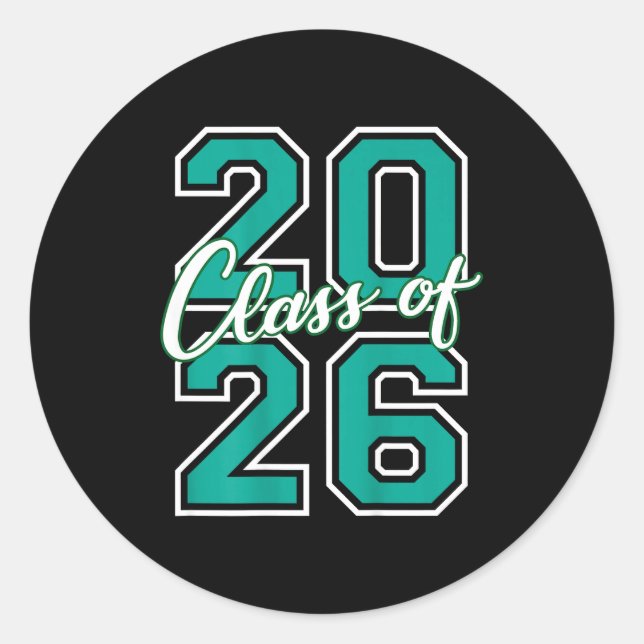 Adesivo Cl Of 2026 Graduation Varsity Teal And White On Th (Frente)