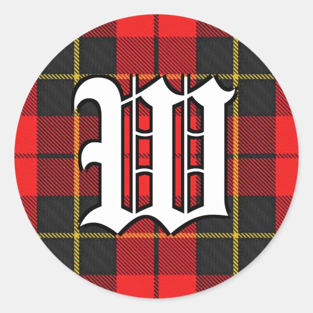 Adesivo Clã Clã Wallace Red e Black Tartan Monograma (Frente)