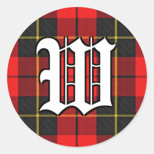 Adesivo Clã Clã Wallace Red e Black Tartan Monogramas