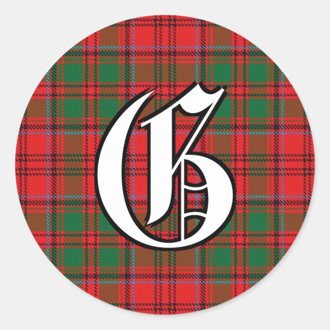 Adesivo Clã Clássico Grant Tartan Monograma (Frente)