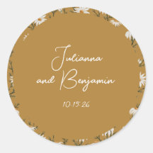 Cla de Casamento de Nomes de Script Amarelo Floral