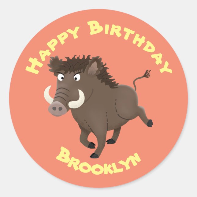 Adesivo Cla de ilustração de desenho de um javali selvagem (Frente)