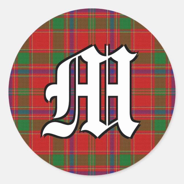 Adesivo Clã Munro Tartan Monograma Clássico (Frente)