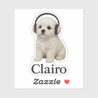Adesivo Clairo Puppy with Headphones