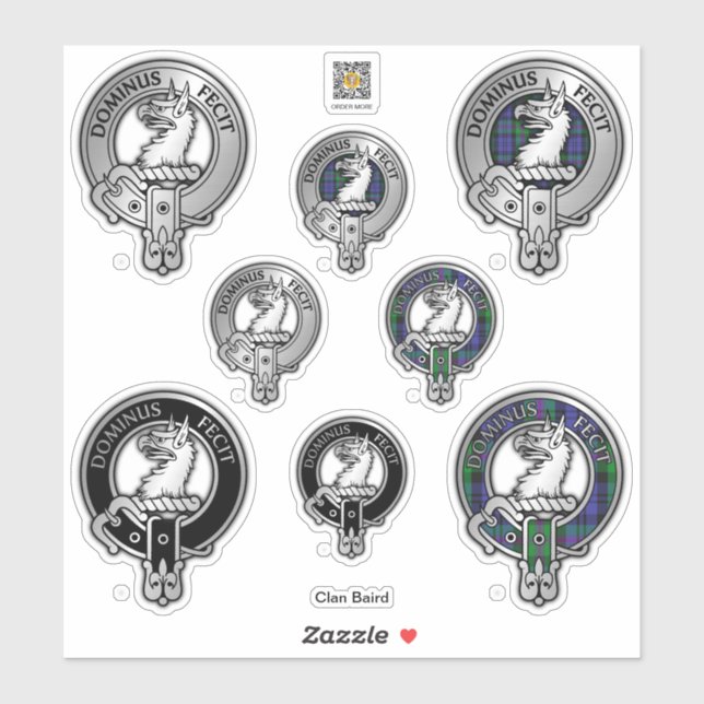 Adesivo Clan Baird Crest & Tartan Sticker (Folha)