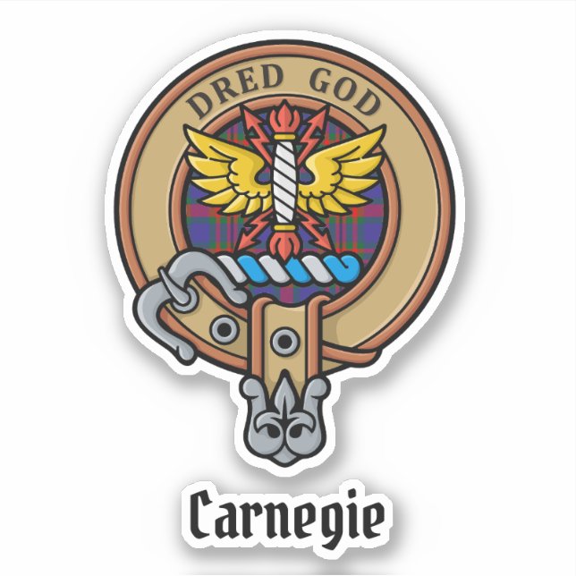 Adesivo Clan Carnegie Crest sobre Tartan (Frente)