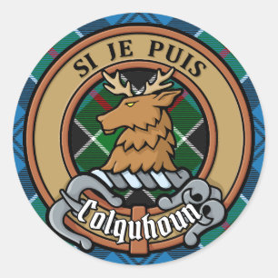 Adesivo Clan Colquhoun Crest sobre Tartan