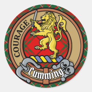 Adesivo Clan Cumming Crest sobre Tartan