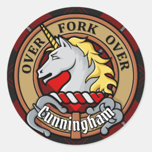 Adesivo Clan Cunningham Crest sobre Tartan