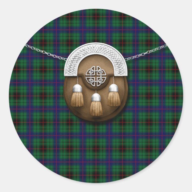 Adesivo Clan Davidson Tartan E Sporran (Frente)