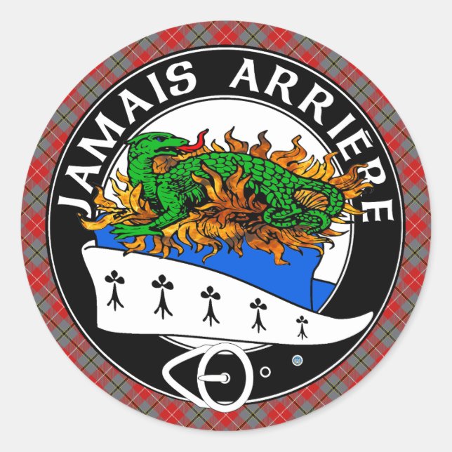 Adesivo Clan Douglas Crest com Red Douglas Tartan (Frente)