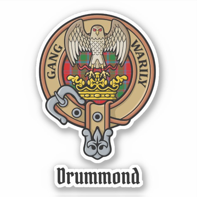 Adesivo Clan Drummond Crest sobre Tartan (Frente)
