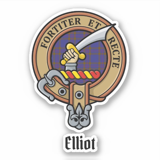 Adesivo Clan Elliot Crest sobre o Modern Tartan Sticker (Frente)