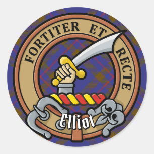 Adesivo Clan Elliot Crest sobre Tartan Moderno