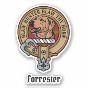 Adesivo Clan Forrester Crest sobre Tartan