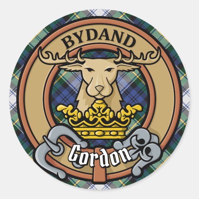 Adesivo Clan Gordon Crest sobre Dress Tartan (Frente)