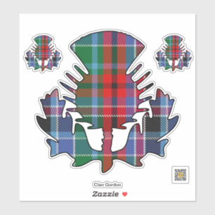Adesivo Clan Gordon Red Tartan Thistle Sticker