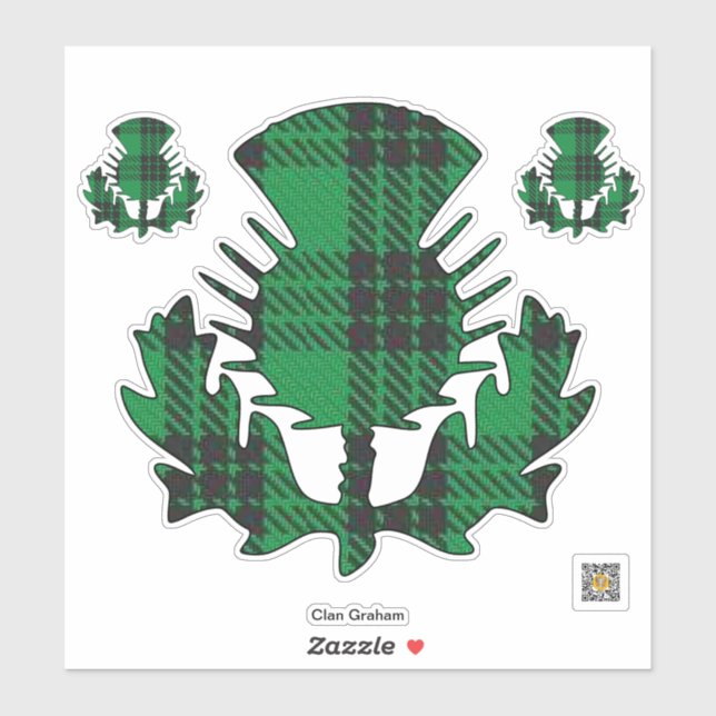 Adesivo Clan Graham Tartan Thistle Sticker (Folha)