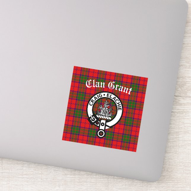 Adesivo Clan Grant Crest Crachá e Tartan (Detalhe)