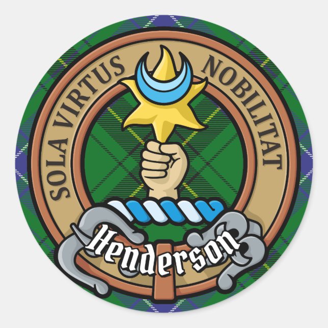 Adesivo Clan Henderson Crest sobre Tartan (Frente)